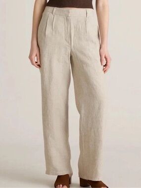 Quince 100% European Linen Pleated Trouser Size 16 Color Flax